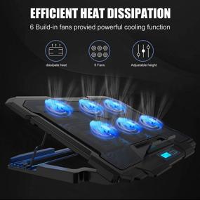 img 3 attached to IVSOTEK Laptop Cooling Pad with 6 Quiet LED Fans - USB Powered Stand for 15.6' Laptops - Adjustable Wind Speed and Height - Black