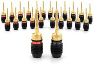 12 pairs of gold plated deadbolt flex pin banana plugs for spring loaded speaker terminals logo