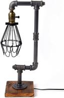 🔧 steampunk water piping desk lamp with real wood base – rustic home decor, industrial loft interior design, bedside minimalist victorian edison iron retro lighting логотип