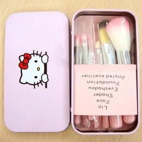 img 2 attached to 😺 Hello Kitty Soft Makeup Brush Set: 7 Pcs Professional Pink Brushes with Box