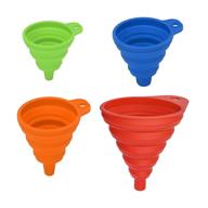 🍶 set of 4 silicone collapsible kitchen funnels - different sizes for easy bottle filling and liquid transferring - food grade funnel collection logo