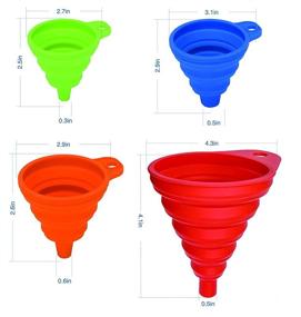 img 1 attached to 🍶 Set of 4 Silicone Collapsible Kitchen Funnels - Different Sizes for Easy Bottle Filling and Liquid Transferring - Food Grade Funnel Collection