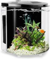 yctech 1.2 gallon aquarium starter kits - premium betta fish tank with led light and filter pump - stunning white and black design logo
