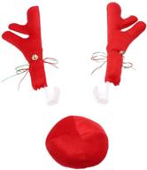 🎅 enhance your vehicle's christmas spirit with reindeer antlers and red nose set – the perfect car ornament and truck accessory! logo