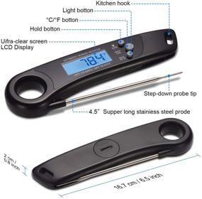 img 3 attached to 🥩 Dalazno Red Meat Thermometer: Waterproof, Folding Probe, Instant Read for BBQ, Grilling, Smoker & Roasting - LCD Backlight & Calibration