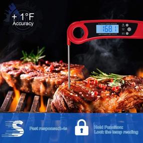 img 1 attached to 🥩 Dalazno Red Meat Thermometer: Waterproof, Folding Probe, Instant Read for BBQ, Grilling, Smoker & Roasting - LCD Backlight & Calibration