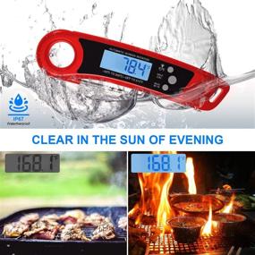 img 2 attached to 🥩 Dalazno Red Meat Thermometer: Waterproof, Folding Probe, Instant Read for BBQ, Grilling, Smoker & Roasting - LCD Backlight & Calibration