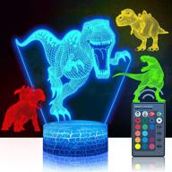 🦖 set of 4 3d dinosaur night lights, dddnightlight led illusion lamp with 16 color change, remote control lights for bedroom, living room, children, boys, girls, christmas xmas 8993 логотип