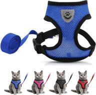 blue cat harness and leash set - adjustable escape proof vest with reflective strips, breathable and easy control jacket for outdoor walking - suitable for small to large cats (s size) logo