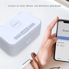 img 1 attached to Wireless Charging Radio Alarm Clock: USB Charger, Speaker, Snooze, Dual Alarm, Dimmable LED Display (White)