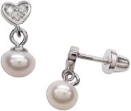 💎 sterling silver drop cultured pearl earrings with secure screw backs for girls logo