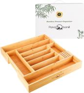 🎋 bamboo expandable drawer organizer: maximize space & manage kitchen essentials with knives, utensils, and flatware in adjustable 9 slots логотип