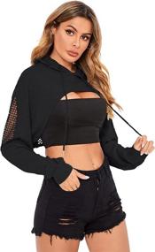 img 4 attached to Verdusa Fishnet Shoulder Drawstring Sweatshirt Outdoor Recreation for Hiking & Outdoor Recreation Clothing