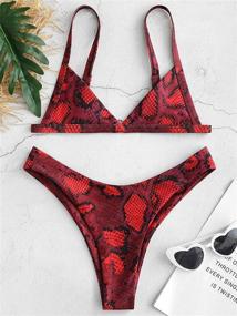 img 1 attached to ZAFUL Snakeskin Swimsuit Triangle Multi Red Women's Clothing and Swimsuits & Cover Ups