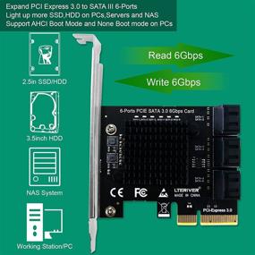 img 3 attached to LTERIVER PCI Express X4 на 6-портовую SATA 3.0 контроллерную карту - Подключение и использование на Windows, Mac и Linux - 6x 6Gbps максимальная скорость SATA 3.0 портов не RAID - Поддержка загрузки AHCI (PCE-G2S6)