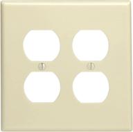 🔌 leviton 86116 oversized ivory thermoset duplex receptacle wallplate, 2-gang, box mount logo