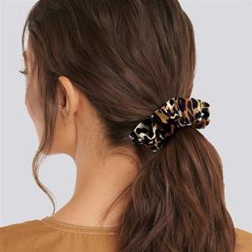 img 3 attached to 🐆 Набор из 3-х больших прокладок CEELGON Big Cheetah Scrunchie из атласа с принтом леопарда - плотные резинки для волос с животным рисунком для женщин или девочек.