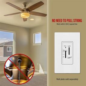 img 1 attached to 🔧 ENERLITES 3-Speed Ceiling Fan Control and LED Dimmer Light Switch, Single Pole Light Fan Switch, 2.5A Load, 300W Incandescent, No Neutral Wire Required, White - Model 17001-F3-W