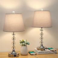 💡 enhance your bedroom décor with boncoo's set of 2 crystal table lamps - dual usb charging ports, modern design, gray lampshade, a19 led bulb included logo