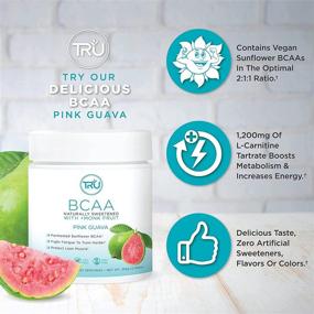 img 2 attached to TRU BCAA Powder - Vegan-Friendly Plant Based BCAAs, Zero Calories, No Artificial Sweeteners or Dyes, 30 Servings (Pink Guava)