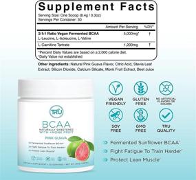 img 3 attached to TRU BCAA Powder - Vegan-Friendly Plant Based BCAAs, Zero Calories, No Artificial Sweeteners or Dyes, 30 Servings (Pink Guava)