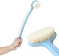 🛀 17.5-inch long handled body bath brush with soft bristles for shower, gentle back scrubber to promote healthy glowing skin and beauty – blue logo
