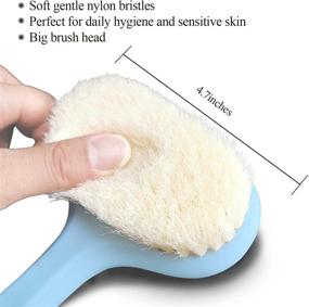 img 3 attached to 🛀 17.5-Inch Long Handled Body Bath Brush with Soft Bristles for Shower, Gentle Back Scrubber to Promote Healthy Glowing Skin and Beauty – Blue