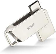🔑 ssk 32гб usb c флеш-накопитель mini dual thumb drive, 2 в 1 тип c + usb 3.1 флэшка thunderbolt jump drive, портативный usb-ключ для android телефона, macbook/pro - 180мб/с логотип
