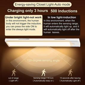 img 3 attached to 💡 Wireless USB Rechargeable Motion Sensor Closet Lights - 54 LEDs Under Cabinet Lighting for Wardrobe, Cupboard, and Kitchen - Battery Powered Uniform Warm White Light (2 Pcs)