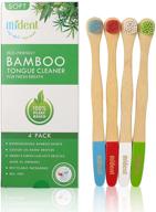 mident bamboo tongue scraper: eco-friendly tongue cleaner with soft bristles - fight bad breath naturally! all-natural, biodegradable, and organic - ideal for adults and juniors (4 pack) logo