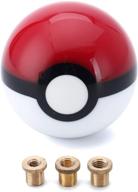 pokeball gear shift knob - 2.15 inches, compatible with most car models, 4 5 6 speed - includes adapters logo