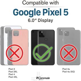 img 3 attached to 💼 Чехол-кошелек Vena vCommute для Google Pixel 5 (6,0 дюйма): крышка из кожи с откидным дизайном с держателем для карт, подставка и военный уровень защиты от падения - космический серый