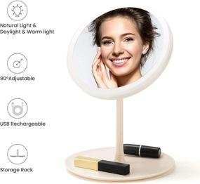 img 1 attached to LED Lighted Cosmetic Mirror by KIRHOID - Round Makeup Mirrors with Light, Vanity Mirrors featuring 3 Color Temperature Settings and Touch Switch