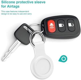 img 1 attached to 🔑 4-Pack LowGeeker AirTag Silicone Protective Keychain Holders - White, Compatible with Apple AirTag Tracker Finder