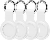 🔑 4-pack lowgeeker airtag silicone protective keychain holders - white, compatible with apple airtag tracker finder logo