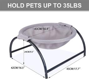 img 3 attached to 🐱 Gray NOYAL Cat Hammock Bed - Elevated Pet Bed with Detachable Cover, Breathable Hanging Nest, Heavy Duty Iron Frames, Cooling Cot for Indoor and Outdoor Use - Perfect for Kitty & Puppy