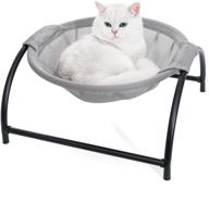 🐱 gray noyal cat hammock bed - elevated pet bed with detachable cover, breathable hanging nest, heavy duty iron frames, cooling cot for indoor and outdoor use - perfect for kitty & puppy logo