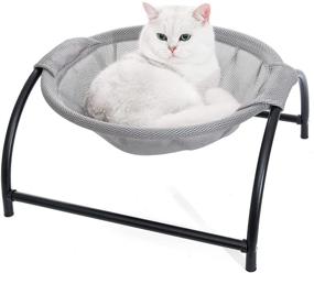 img 4 attached to 🐱 Gray NOYAL Cat Hammock Bed - Elevated Pet Bed with Detachable Cover, Breathable Hanging Nest, Heavy Duty Iron Frames, Cooling Cot for Indoor and Outdoor Use - Perfect for Kitty & Puppy