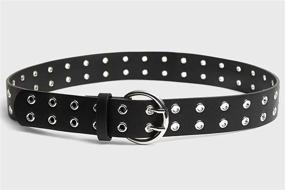 img 1 attached to 👑 Stylish Grommet Leather Double Buckle Vintage Women's Belts - Must-have Accessories