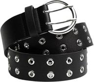 👑 stylish grommet leather double buckle vintage women's belts - must-have accessories logo