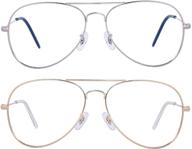 👓 maxjuli 2-pack blue light blocking aviator glasses for men and women, ideal for computer, reading, gaming (gold/silver) logo