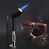 yusud jet/soft flame torch lighter - butane fuel refillable | windproof | gas visible window | unique table top design for men logo