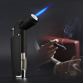 img 4 attached to Yusud Jet/Soft Flame Torch Lighter - Butane Fuel Refillable | Windproof | Gas Visible Window | Unique Table Top Design for Men