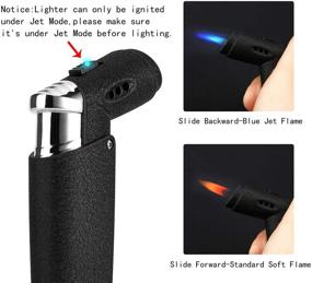 img 3 attached to Yusud Jet/Soft Flame Torch Lighter - Butane Fuel Refillable | Windproof | Gas Visible Window | Unique Table Top Design for Men