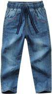 👖 elevate your toddlers' style with our washed elastic length regular boys' jeans logo