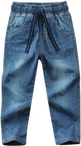 img 4 attached to 👖 Elevate Your Toddlers' Style with our Washed Elastic Length Regular Boys' Jeans