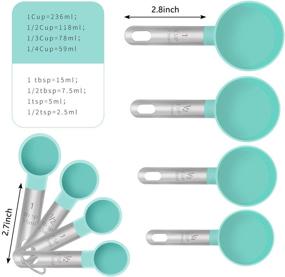 img 3 attached to 🥄 Stainless Steel Measuring Cups and Spoons Set of 8 - Includes 4 Cups & 4 Spoons, Multi-Use for Dry or Liquid Ingredients - Green