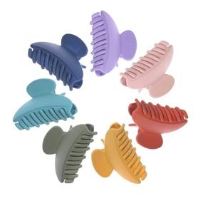 img 2 attached to 💇 Matte Color Hair Claw Clips - Set of 7 - Ideal for Thin Hair, 2.8 Inch size