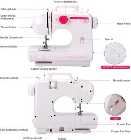 img 1 attached to 🪡 Portable Mini Sewing Machine for Beginners by Gr8ware - Electric Mending Machine with 12 Built-in Stitches, Double Thread, 2 Speeds, Foot Pedal, Light, and Storage Drawer