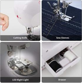 img 2 attached to 🪡 Portable Mini Sewing Machine for Beginners by Gr8ware - Electric Mending Machine with 12 Built-in Stitches, Double Thread, 2 Speeds, Foot Pedal, Light, and Storage Drawer